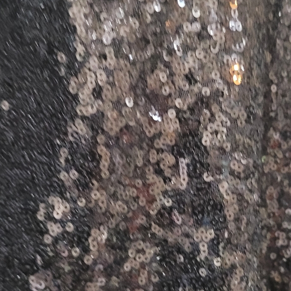 Black and Gold Chain Sequin Halter Top Sparkly Sequin Top - Picture 13 of 14